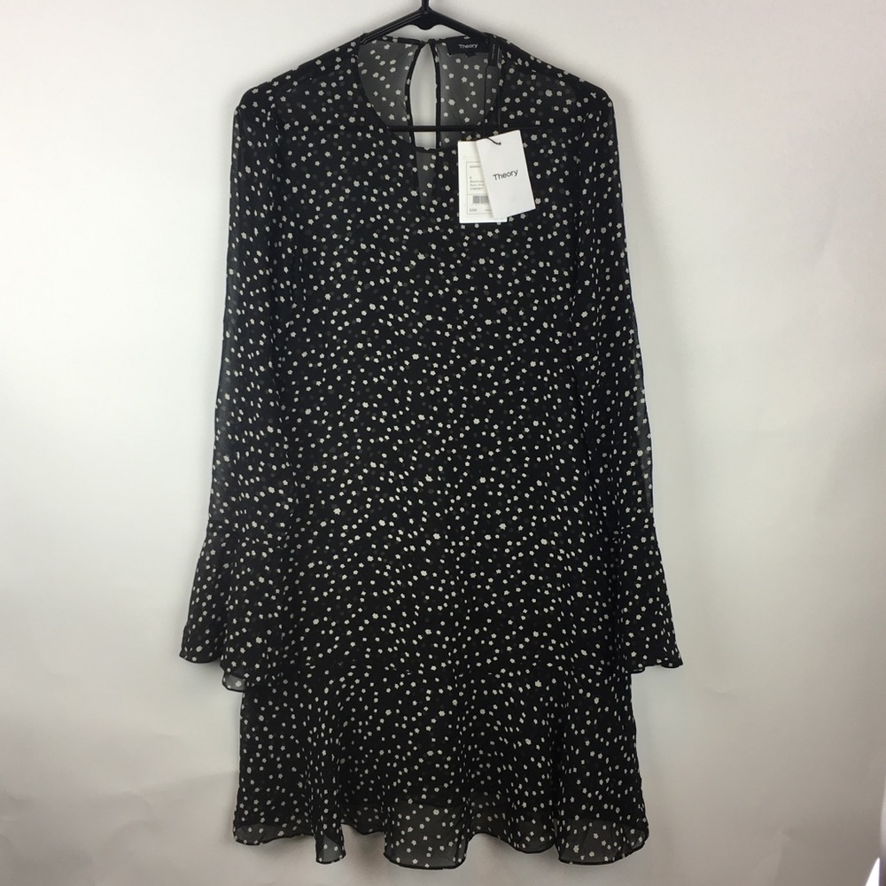 NWT Theory Black White Star Print Dress - M1 - Picture 3 of 7